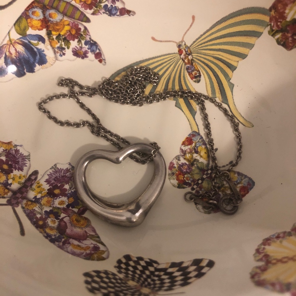 Tiffany & Co. Elsa Peretti Silver Large Open Heart Necklace